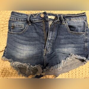 KanCan Distressed Blue Denim Shorts